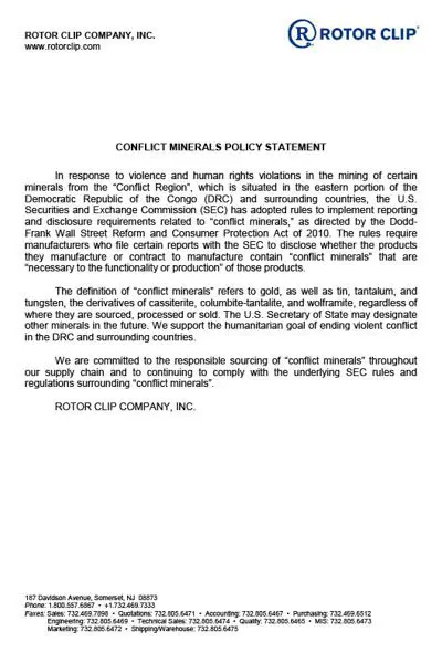 Conflict Mineral Statement