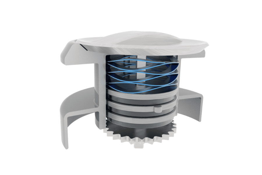 An image showcasing a fishing reel equipped with a wave spring mechanism, providing smooth and consistent tension control for effortless casting and reeling in of fish