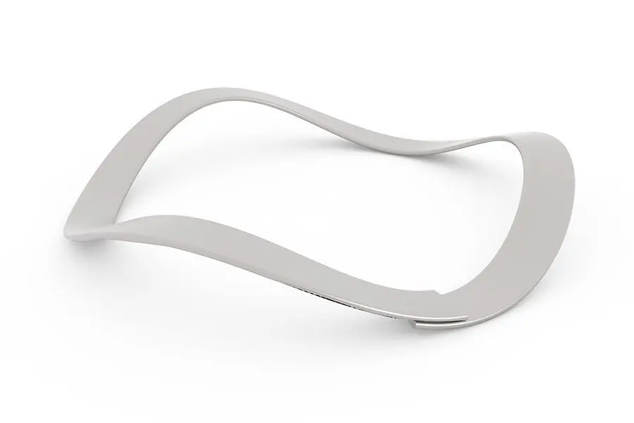 3D render of a Single-Turn Overlap Wave Spring, showing a compact design with overlapping ends for uniform force distribution and reduced operational height