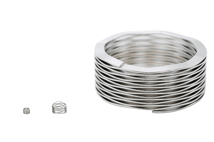 Array of wave springs in various sizes, illustrating their versatility and suitability for diverse mechanical applications