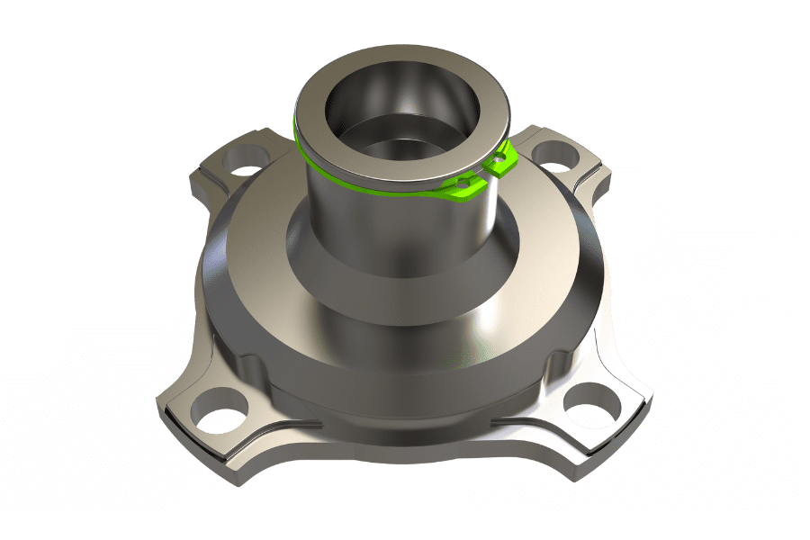 oil seal housing with tapered section ring/circlip