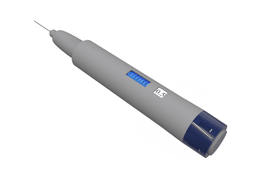 3d render of a multi-turn wave spring in a medical injector pen application