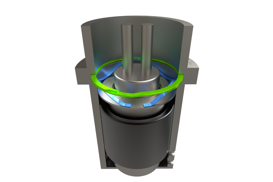 exhuast sensor with spiral ring and wave spring