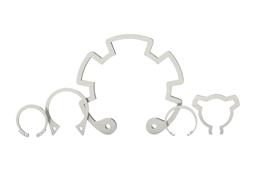 Rotor Clip custom retaining rings showing different ring styles, configurations, and design options