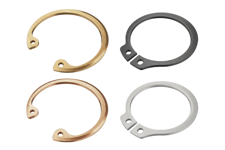 Beveled retaining ring materials and finishes