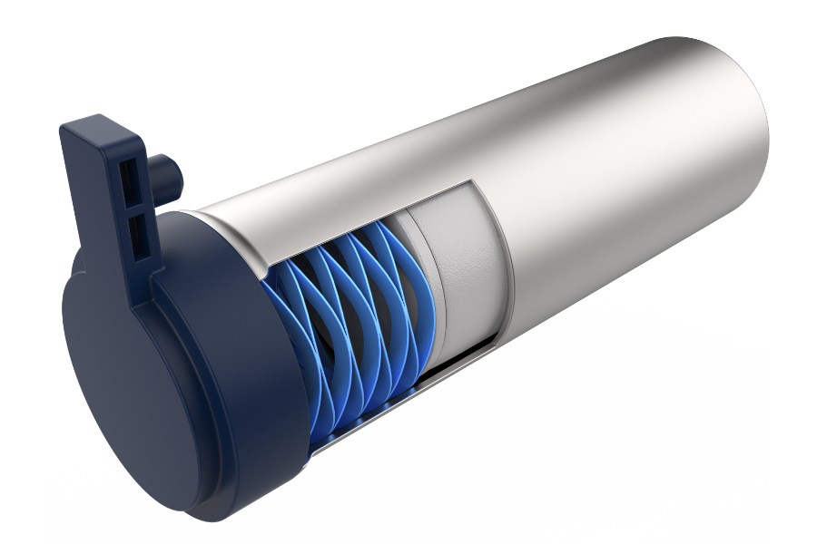 An illustration of a multi-turn wave spring used in an oxygen concentrator assembly, providing controlled spring force and deflection within a compact design.