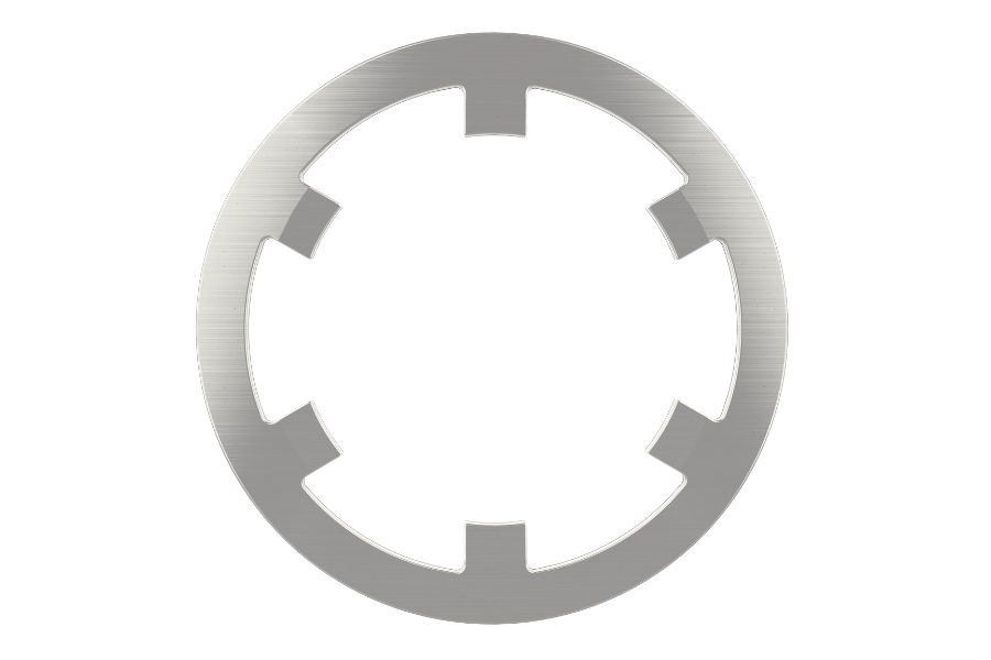Push-on retaining ring with inward-facing prongs for secure shaft retention