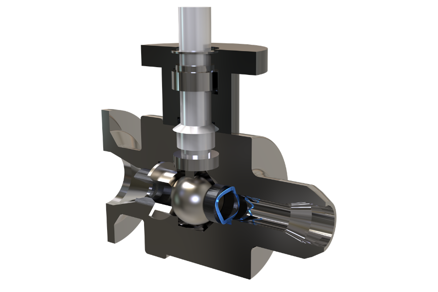 An illustration of a nested wave spring used in a ball valve assembly to provide higher spring force within a compact axial space.