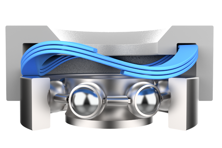 An illustration of a nested wave spring used for bearing preload, providing higher axial force while maintaining a compact spring height.