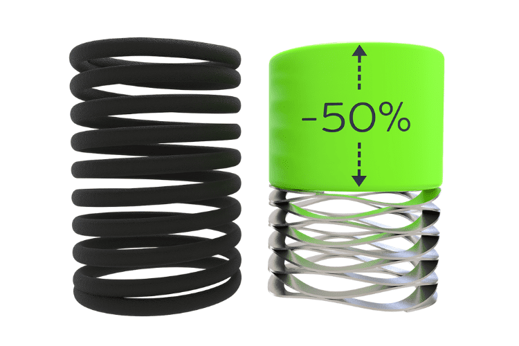 3D Render of wave spring vs traditional coil spring