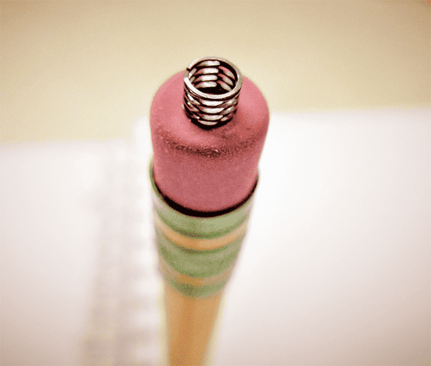 tiny wave spring on pencil eraser