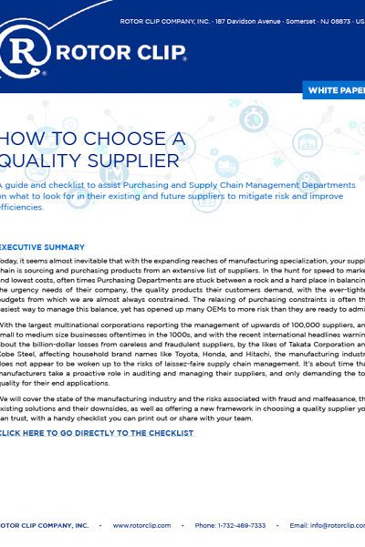 Rotor Clip White Paper Choosing A Quality Supplier