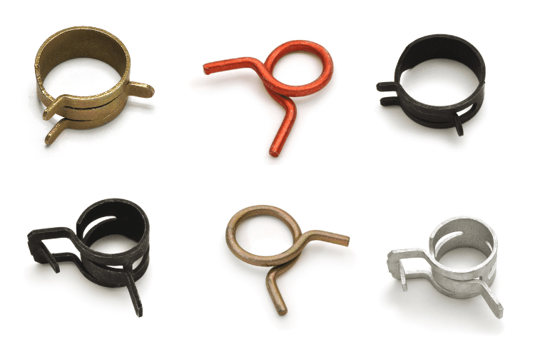variety of rotor clip hose clamps in varying materials