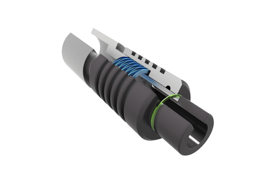 liquid connector with spiral ring and wave spring