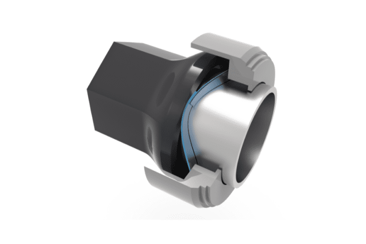 An illustration depicting a quick connector equipped with a single-turn wave spring, showcasing its efficient and reliable locking mechanism for secure connections. The wave spring ensures consistent compression, facilitating easy attachment and detachment while maintaining a tight seal for fluid or gas transfer applications
