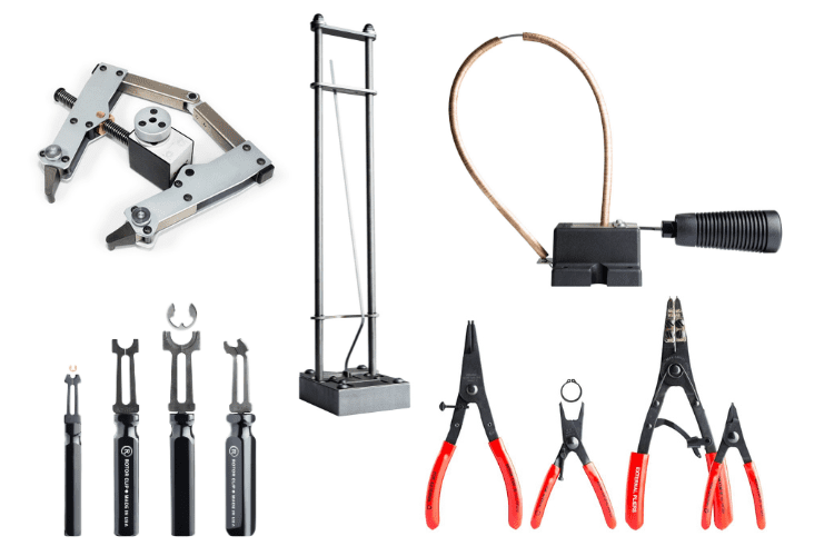 array of removal and installation tools for retaining rings