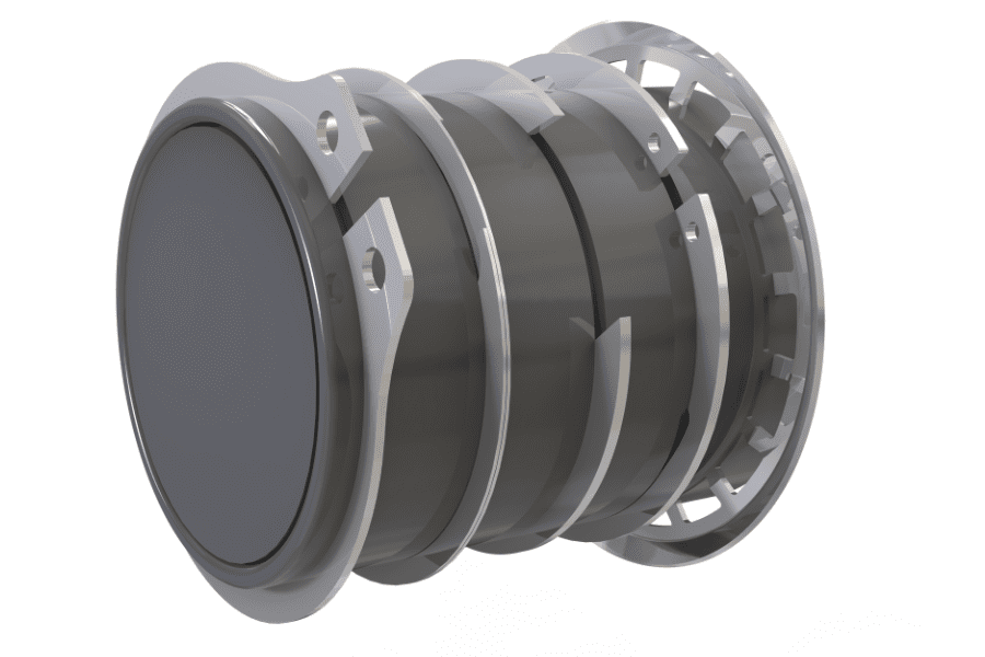Detailed 3D render of a high-quality external retaining ring, also known as a snap ring or circlip, designed for secure axial positioning on a shaft
