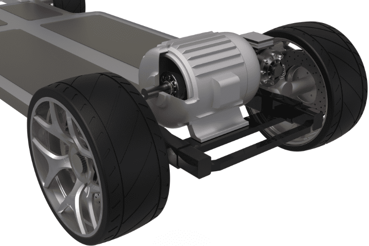 car assembly with ev motor with balanced retaining rings