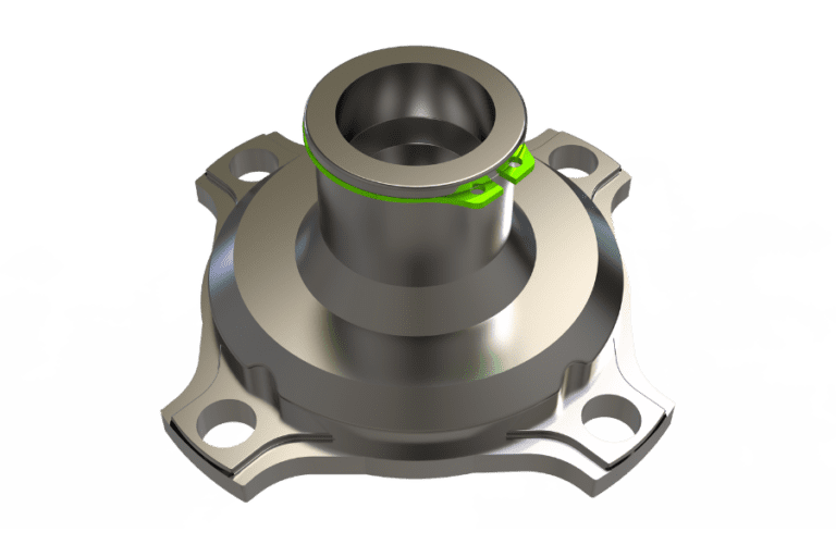 oil seal housing with tapered section ring/circlip