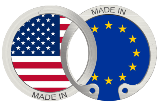 retaining ring logo with eu and us flags