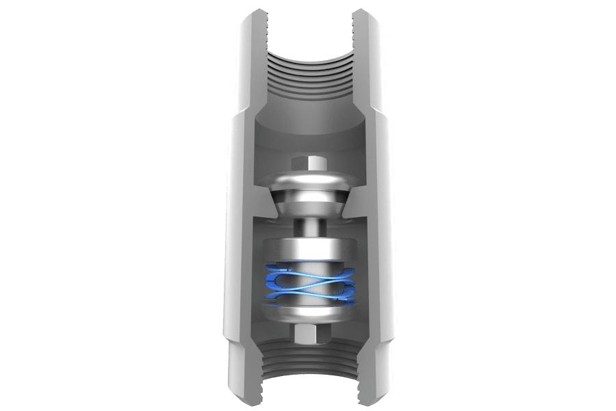 Multi-turn wave spring ensuring consistent closure force in a check valve.