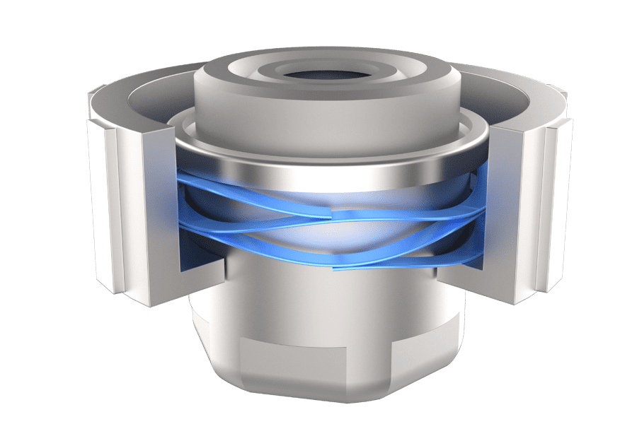 Multi-turn wave spring providing consistent load in a flow control valve.