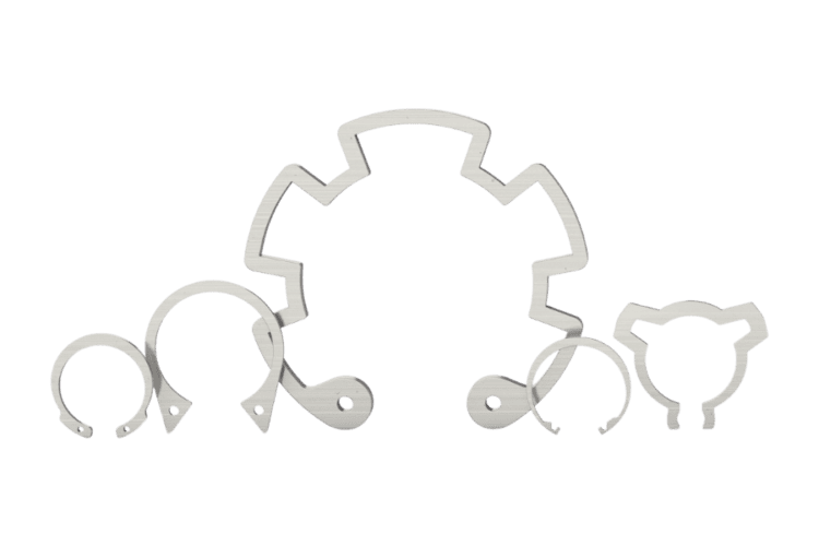 Rotor Clip custom retaining rings showing different ring styles, configurations, and design options