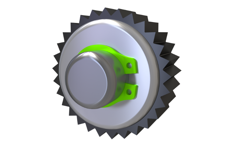 Gear rotation application render with rotor clip circlip
