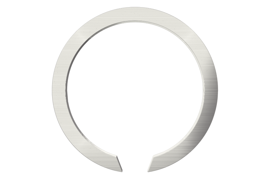 External constant section retaining ring (snap ring) for installation on a shaft groove.