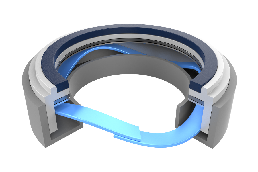 An illustration of a single-turn wave spring used in a mechanical seal assembly, providing controlled spring force to maintain consistent contact between sealing components. The compact spring design is well suited for applications with limited installation space.