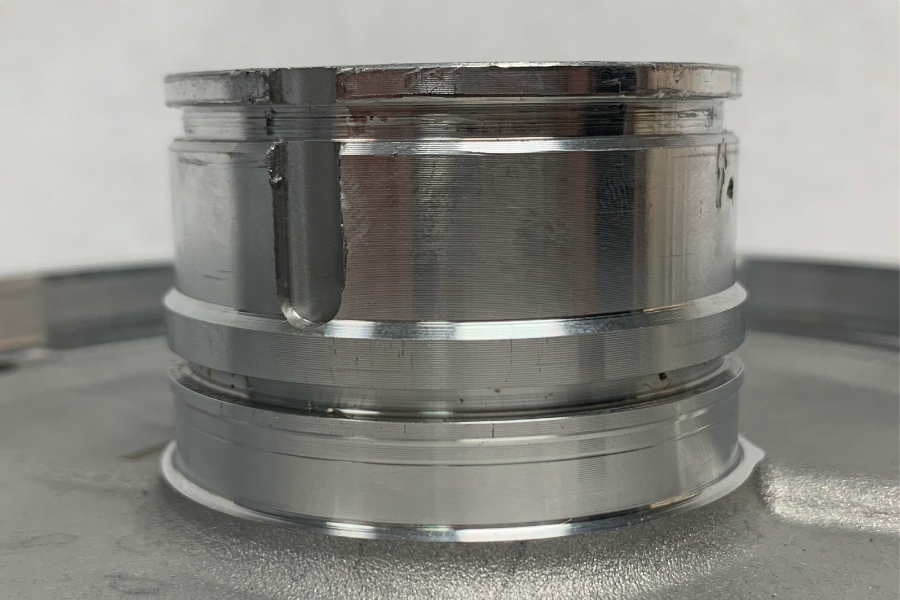 Groove prepared for spiral retaining ring installation