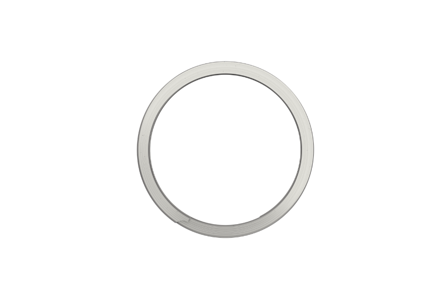 Spiral retaining rings for 360-degree retaining surface and lug-free installation.