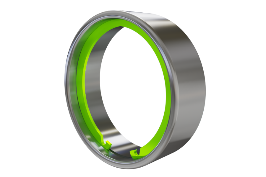 Cross-sectional view of a constant section retaining ring fully seated in a housing groove.