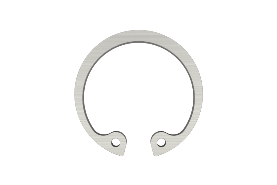 Tapered section retaining ring (circlip) with lug holes for high thrust load applications.