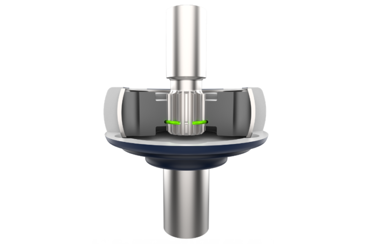 Snap ring retaining components inside an automotive CV joint.